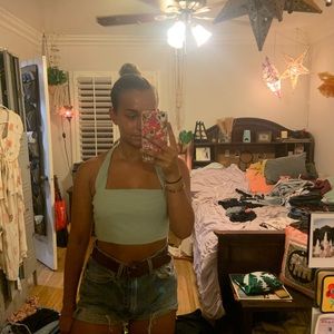 blue pacsun tie halter top